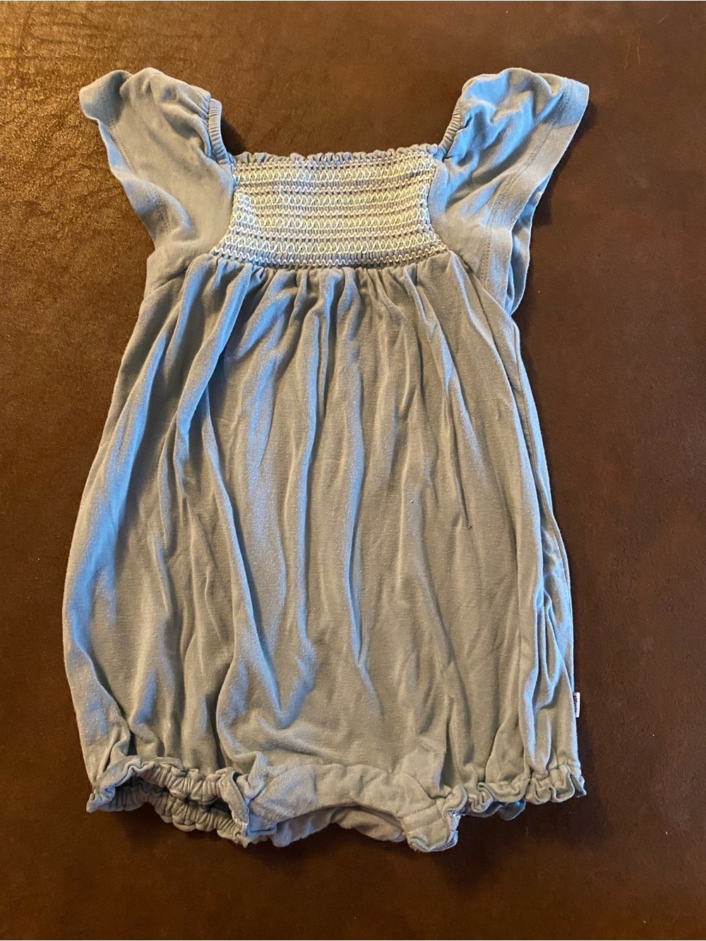 Little Sleepies Light Blue Smocked Flutter Romper